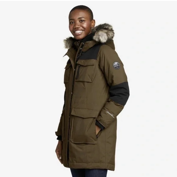 EDDIE BAUER WOMEN'S VINSONMOUNTAIN OPS DOWN PARKA FAUXFUR